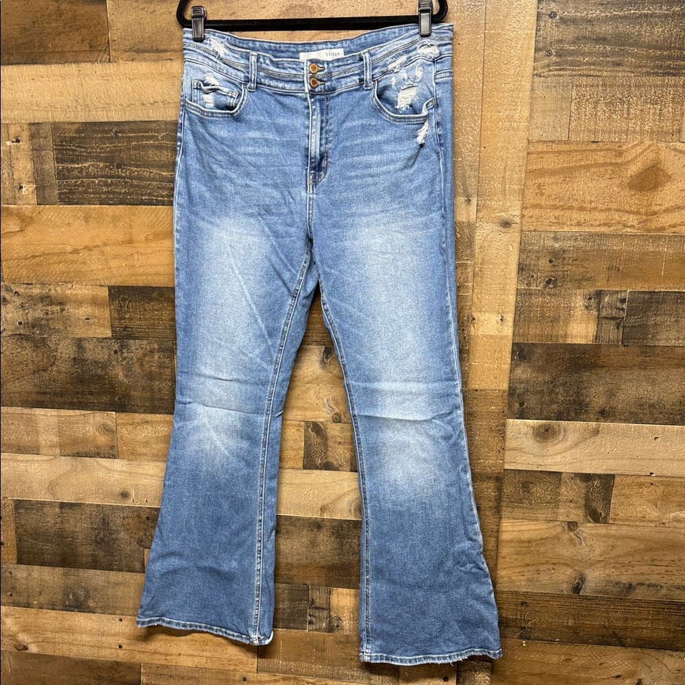 Bridge By Gly Distressed Dark Wash  Blue Jeans Women's Size 16W or‎ 36
